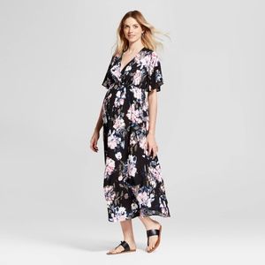 Isabel Maternity Black Floral Maxi Dress